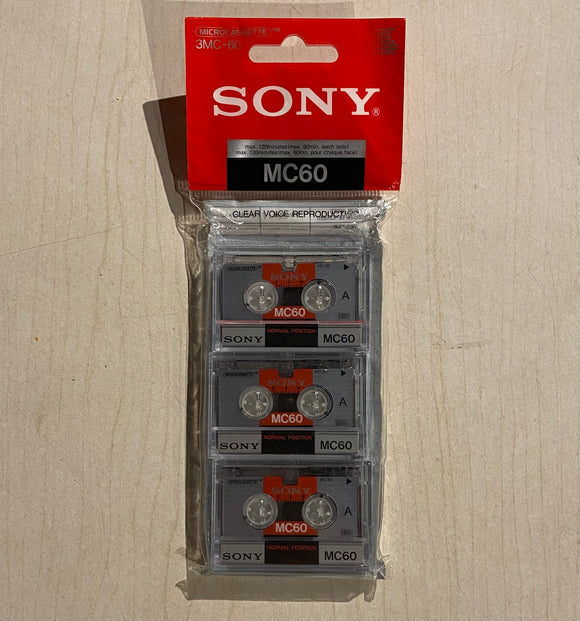 SONY MC60 Microcasette, 3 x Boş Mikro Kaset