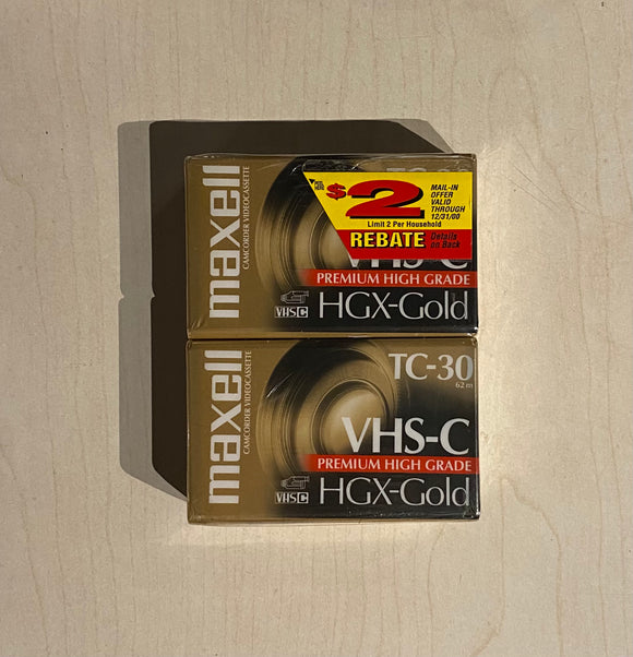 Maxell, TC-30 Premium High Grade HGX-Gold VHS-C Boş Kaset x 2