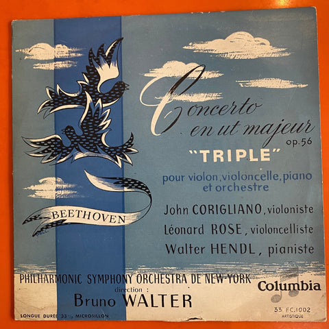 Beethoven - John Corigliano, Leonard Rose, Walter Hendl, Bruno Walter / Concerto En Ut Majeur Op. 56 "Triple" Pour Violon, Violoncelle, Piano Et Orchestre, 10 inç LP