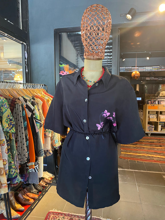 Pembe Çiçekli Oversize Gömlek